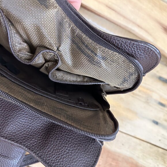 MC Brown Leather Purse Silver Heart Shoulder Bag  Lots of Pockets - Picture 11 of 12